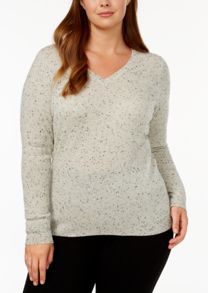 Charter Club Charter Club Plus Size Cashmere V-Neck Sweater, Created ...