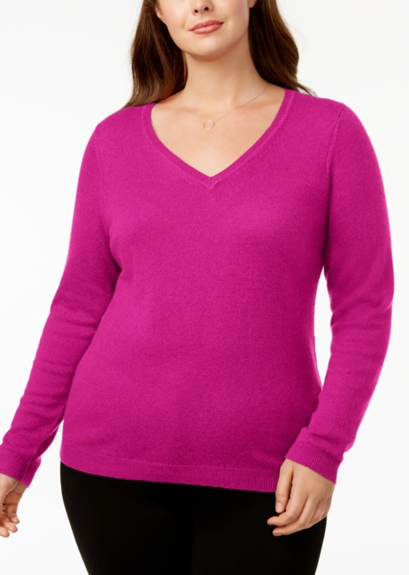 Charter Club Charter Club Plus Size Cashmere VNeck Sweater, Created