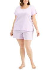 Charter Club Plus Size Cotton Henley & Shorts Pajama Set, Created for Macy's