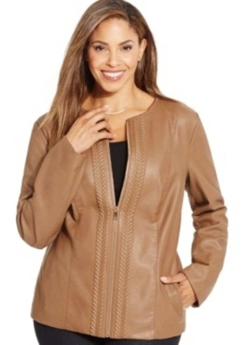 Charter Club Charter Club Plus Size FauxLeather Embossed Jacket, Only