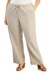 Charter Club Plus Size 100% Linen Pants, Created for Macy's - Bright White