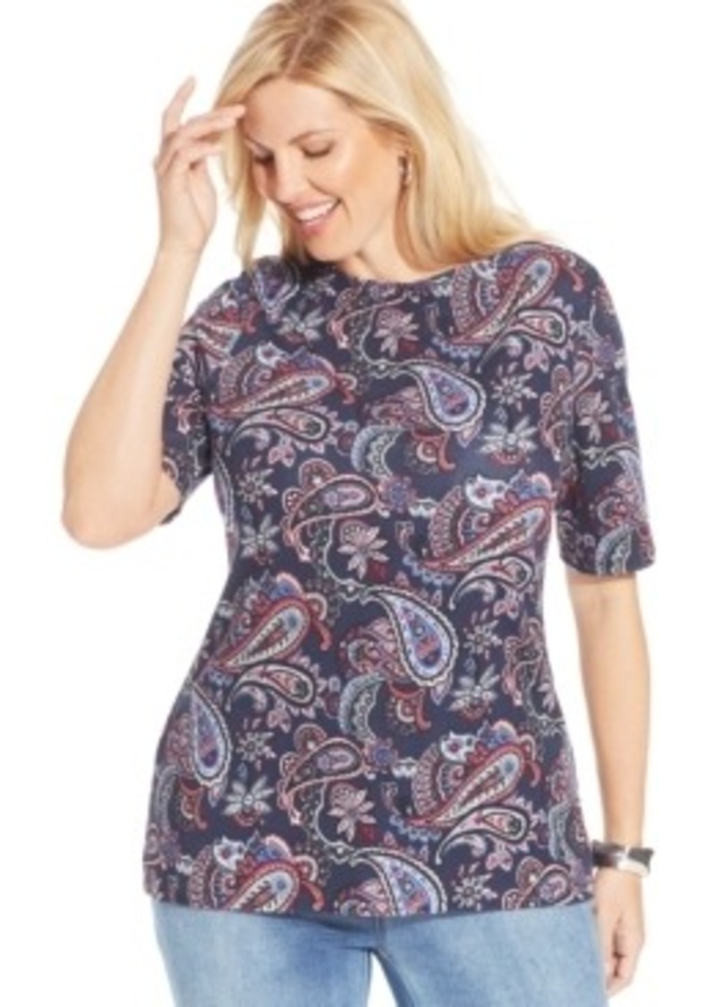 Charter Club Charter Club Plus Size PimaCotton PaisleyPrint Tee Tops