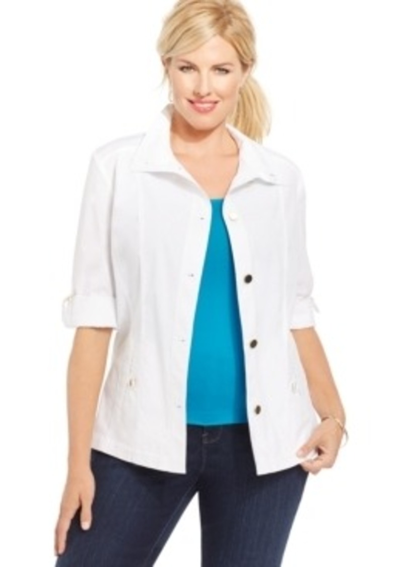 Charter Club Charter Club Plus Size Roll-Tab-Sleeve Jacket | Outerwear