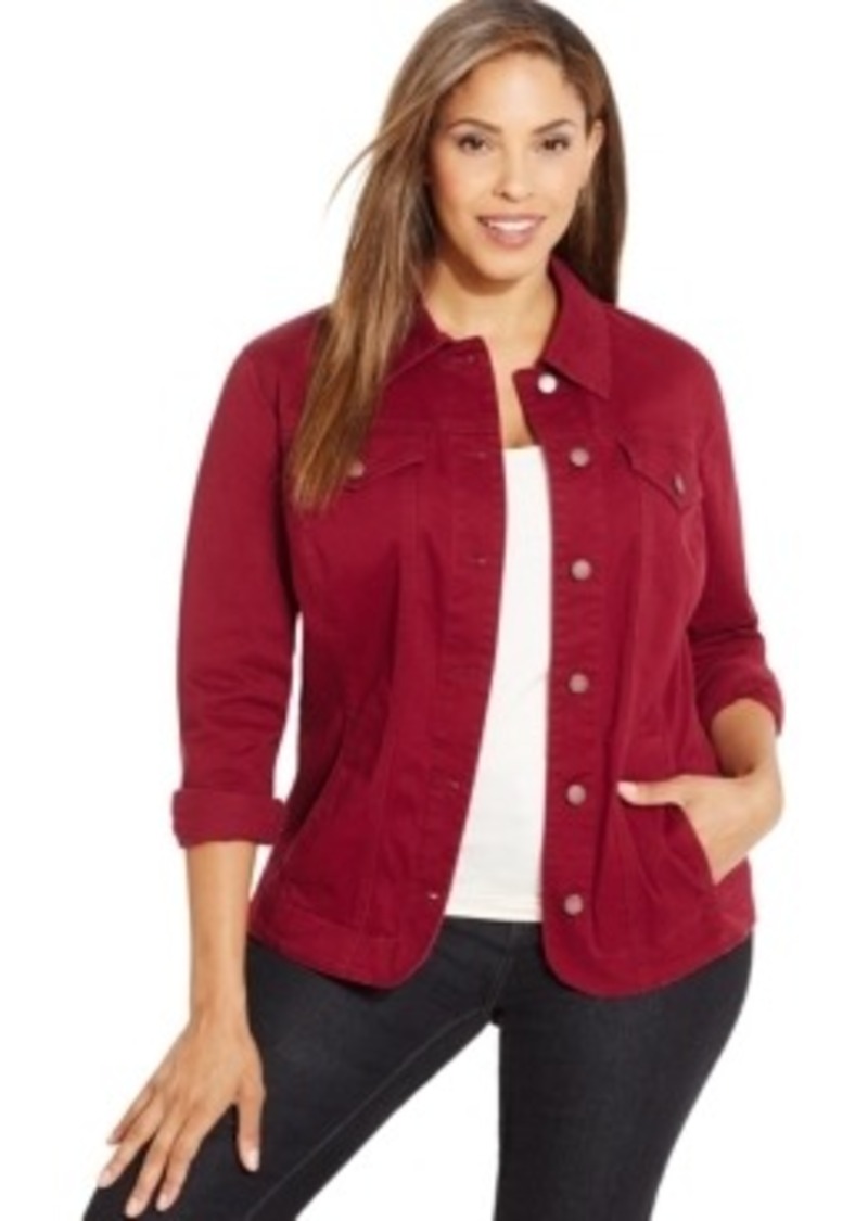 Charter Club Charter Club Plus Size Stretch Denim Jacket Only At Macys Outerwear 