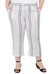 Charter Club Plus Size Striped Linen Pants, Created for Macy's