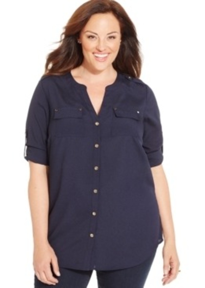 Charter Club Charter Club Plus Size Utility Blouse, Only at Macy's | Tops