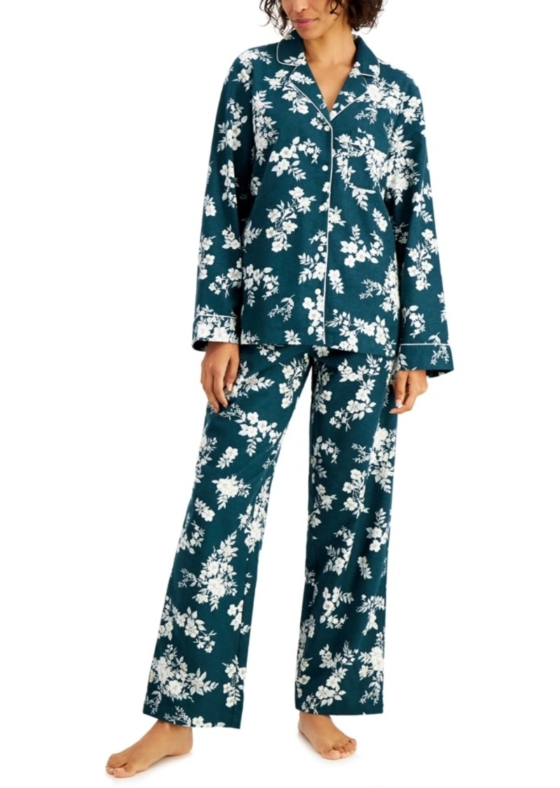 Charter Club Printed Cotton Flannel Pajama Set, Created for Macy's