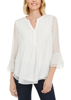 Charter Club Women's Printed Pintuck Top, Created for Macy's - Cloud Combo