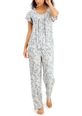 Charter Club Printed Pleated-Front Pajama Set, Created for Macy's