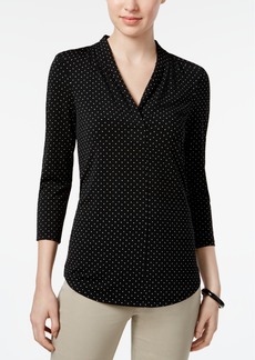 Charter Club Women's 3/4-Sleeve Top, Created for Macy's - Deep Black Dot Combo