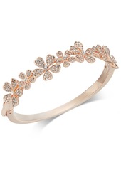 Charter Club Rose Gold-Tone Crystal Flower Bangle Bracelet, Created for Macy's