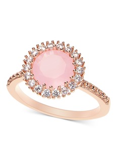 Charter Club Rose Gold-Tone Pave & Color Crystal Halo Ring, Created for Macy's - Rose Gold