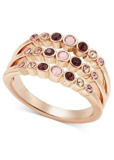 Charter Club Rose Gold-Tone Tonal Crystal Triple-Row Ring, Created for Macy's - Rose Gold