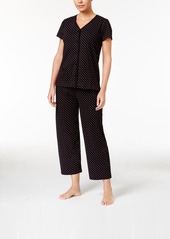 Charter Club Short Sleeve Top and Cropped Pant Cotton Pajama Set, Created for Macy's