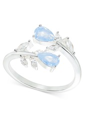 Charter Club Silver-Tone Blue Crystal & Cubic Zirconia Bypass Ring, Created for Macy's - Silver