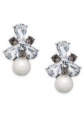 Charter Club Silver-Tone Crystal & Imitation Pearl Drop Earrings, Created for Macy's