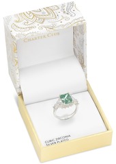 Charter Club Silver-Tone Green Crystal & Cubic Zirconia Multi-Stone Ring, Created for Macy's - Silver