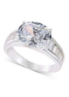Charter Club Silver-Tone Oval & Baguette Cubic Zirconia Ring, Created for Macy's - Gold