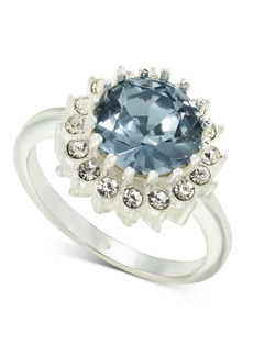 Charter Club Silver-Tone Pave & Blue Crystal Halo Ring, Created for Macy's - Silver