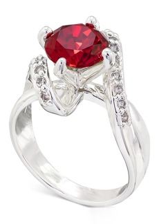 Charter Club Silver-Tone Pave & Color Crystal Solitaire Ring, Created for Macy's - Red