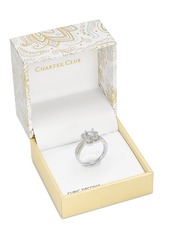Charter Club Silver-Tone Pave & Cubic Zirconia Flower Halo Ring, Created for Macy's - Silver