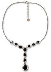 Charter Club Silver-Tone Pave & Jet Crystal Lariat Necklace, 17" + 2" extender, Created for Macy's