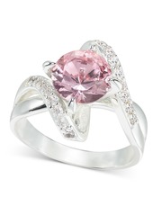 Charter Club Silver-Tone Pave & Pink Crystal Bypass Ring, Created for Macy's - Silver