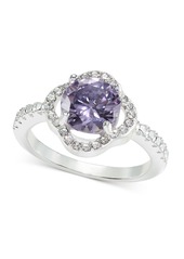 Charter Club Silver-Tone Pave & Purple Cubic Zirconia Flower Ring, Created for Macy's - Silver