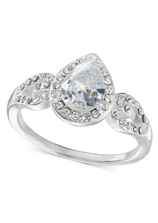 Charter Club Silver-Tone Stone & Crystal Pear Halo Statement Ring, Created for Macy's - Silver