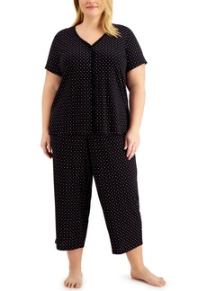 Charter Club The Everyday Cotton Plus Size Capri Pajamas Set, Created for Macy's - Duo Dot