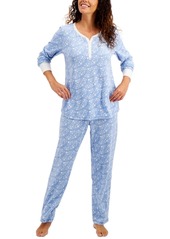 Charter Club Thermal Fleece Printed Pajama Set, Created for Macy's