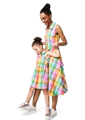 Charter Club Toddler, Little Girls Cotton Rainbow-Plaid Sleeveless Dress, Created for Macy's