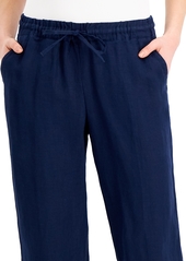 Charter Club Petite 100% Linen Drawstring Pants, Created for Macy's - Bright White