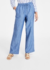 Charter Club Women's 100% Linen Drawstring Pants, Created for Macy's - Blue Ocean