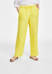 Charter Club Women's 100% Linen Drawstring-Waist Pants, Created for Macy's - Primrose Yellow