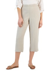 Charter Club Women's 100% Linen Solid Cropped Pull-On Pants, Created for Macy's - Cool Olive