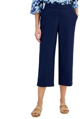 Charter Club Women's 100% Linen Solid Cropped Pull-On Pants, Created for Macy's - Cool Olive