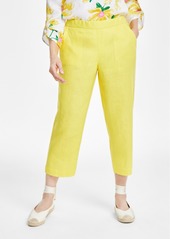 Charter Club Women's 100% Linen Solid Cropped Pull-On Pants, Created for Macy's - Primrose Yellow