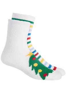 Charter Club Women's 2-Pack Holiday Fuzzy Butter Socks - Christmas Tree