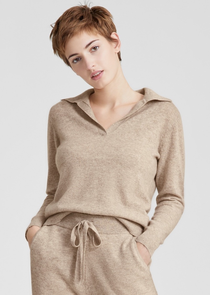 Charter Club Women's Collared Long-Sleeve 100% Cashmere Sweater, Created for Macy's - Pearl Taupe Heather