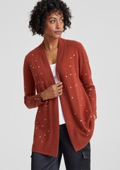 Charter Club Women's Embellished Long-Sleeve 100% Cashmere Duster, Regular & Petites, Created for Macy's - Bronze Pecan