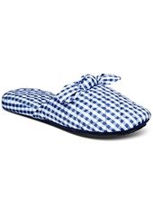 Charter Club Women's Gingham-Print Bow-Top Slippers, Created for Macy's - Orchid Pink