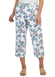 Charter Club Petite Linen Floral-Print Cropped Pants, Created for Macy's