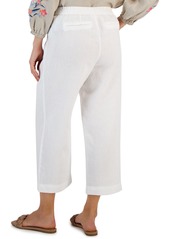 Charter Club Women's 100% Linen Pull-On Cropped Pants, Created for Macy's - Bright White