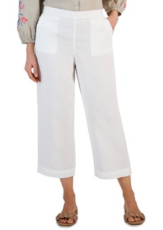 Charter Club Petite 100% Linen Pull-On Cropped Pants, Created for Macy's - Bright White