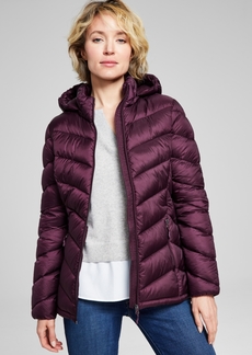 Charter Club Women's Packable Hooded Puffer Coat, Created for Macy's - Deep Plum