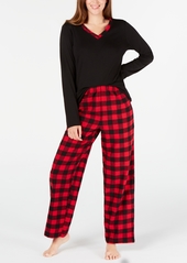 Charter Club Women's Petite Plaid Flannel Mix It Pajamas Set, Created for Macy's