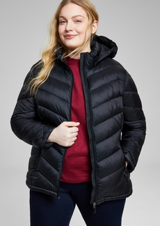 Charter Club Women's Plus Size Hooded Packable Puffer Coat, Created for Macy's - Black