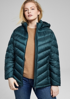 Charter Club Women's Plus Size Hooded Packable Puffer Coat, Created for Macy's - Dark Forest