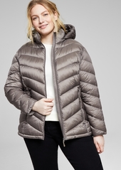 Charter Club Women's Plus Size Hooded Packable Puffer Coat, Created for Macy's - Black